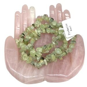 Moss Prehnite Gemstone Chips Beaded Stretch Bracelet Natural Stone Crystal Boho